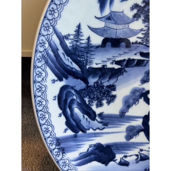 Antique Arita Porcelain Hand-Painted 16” Plate chinoserie - Picture 3 of 6